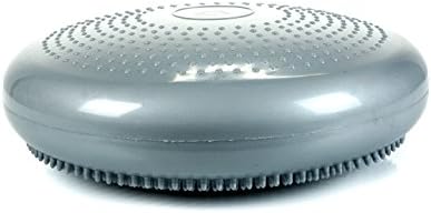 CanDo Inflatable Balance Disc for Balance Training, Proprioception, Strengthening Lower Extremities, Posture, Back Pain, Stress Relief, Restlessness and Anxiety. Silver, 14” Diameter