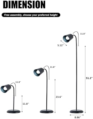 Floor Reading Lamp, Adjustable Height Bendable Short Standing Corner Lamps