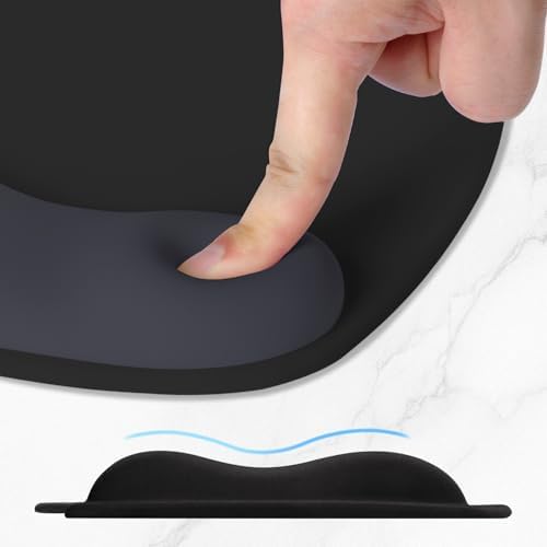 ITNRSIIET Ergonomic Mouse Pad, Cushioned Gel Wrist Rest, Non-Slip Base, Smooth Surface, Compatible with All Mice for Office & Gaming, Desk Accessory, 9.5 x 8.2 inch, Black Gray