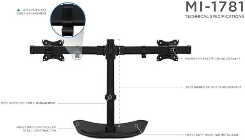 Mount-It! Free Standing Dual Monitor Stand, 19-27" Screens