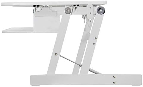 Rocelco 37.5" Deluxe Height Adjustable Standing Desk Converter - Quick Sit Stand Up Dual Monitor Riser - Gas Spring Assist Computer Workstation - Large Retractable Keyboard Tray - White (R DADRW)