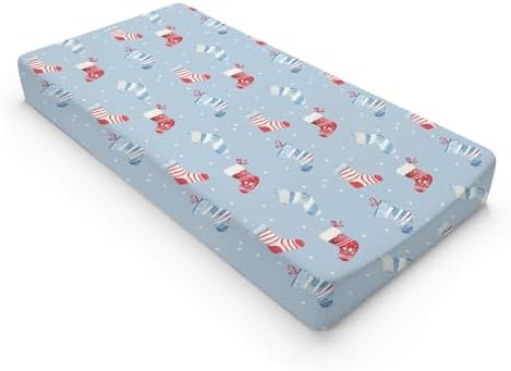 Watercolor Christmas Socks Winter Holiday Pattern Baby Changing Pad Cover, Unisex Christmas Nursery Diaper Changing Table Pad Mat Sheet for Boys Girls-16x32