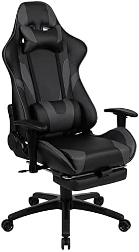 Flash Furniture LeatherSoft Reclining Ergonomic Gaming Chair, Gray