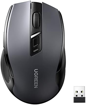 UGREEN Wireless Mouse 2.4G with USB Receiver, 5-Level 4000 DPI 6 Buttons,18 Months Battery Life Cordless Mouse, Ergonomic Computer Mice for Laptop, Computer, PC, MacBook, Chromebook Black