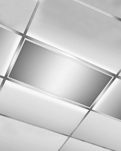 Grey Minimalist Geometric Gradual Solid White Magnetic Fluorescent Light Covers for Ceiling Lights 2 x 4 Feet, Office Classroom Kitchen Drop Ceiling Light Covers Lighting Filters Shade Panel 1 Pack