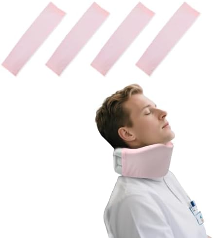 4 Piece Cervical Support Sleeve, Breathable Dustproof Cervical Support Sleeve, Elastic Soft Neck Brace Covers - For Men and Women, Suitable for Sleep Work Daily Use (Pink)