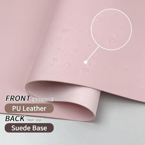 Desk Mat Set， Wrist Rest for Computer Keyboard, 3-in-1 Large Mouse Pad and Keyboard Wrist Rest Set, Non-Slip Desk Mat Protector for Office, Home(27.5×13.8 Inches, Pink)