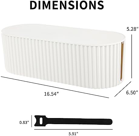 FABROK Cable Management Box, Cord Hider Box with Lid, Large, White