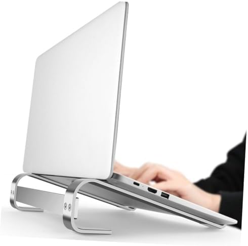 Aluminum Alloy Laptop Stand Ventilated Cooling Notebook Rack Portable Computer Holder Silver for Desk Use Compatible with MacBook and Notebooks