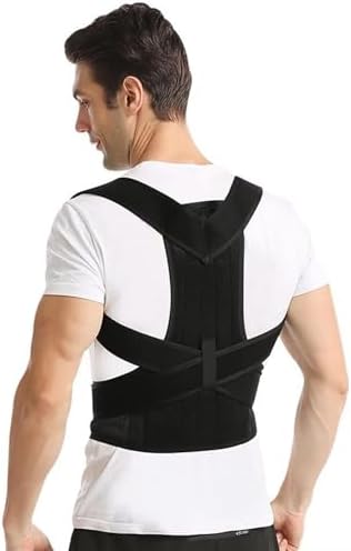 Breathable Posture Corrector for Men and Women Full Back Brace Humpback Girdle Spine Lumbar Support Belt Therapy Corset Shoulder Neck Clavicle Waist Pain Relief(Black,L)