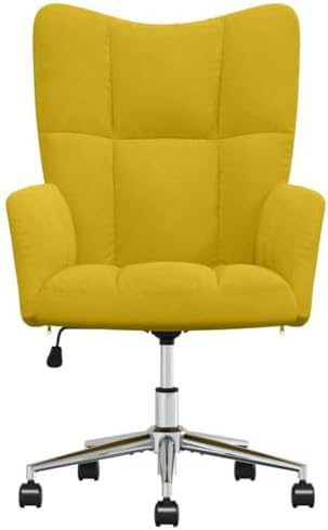 Velvet Relaxing Chair, Adjustable Height Office Seat - Mustard