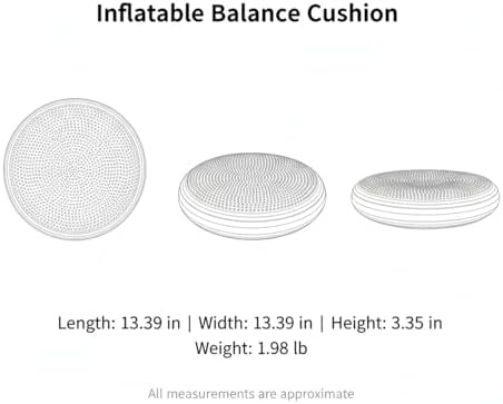 Inflatable Balance Disc Cushion, 13.4 Inch PVC Wobble Seat for Stability Training, Core Exercise & Office Chair Support, Portable Fitness Pad (Pink, Gray, Purple, Blue)