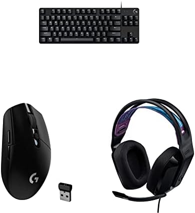 Logitech G413 TKL SE Mechanical Gaming Keyboard + G305 Lightspeed Wireless Gaming Mouse + G335 Wired Gaming Headset Bundle - Black