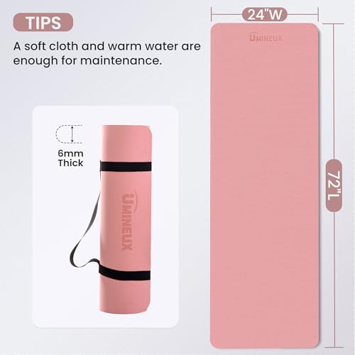 Umineux Non Slip Yoga Mat 72"x24" Exercise & Fitness Mat For Women and Men