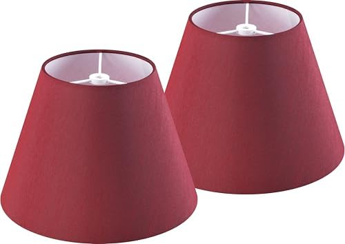 GO&SO Small Mini Lamp Shades Set of 2,5"×9"×6.4" Burgundy Bell Shade Replac