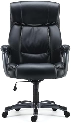 Staples Lockland Ergonomic Leather Managers Big & Tall Chair, 400 lb. Capacity, Black, 2/Pack