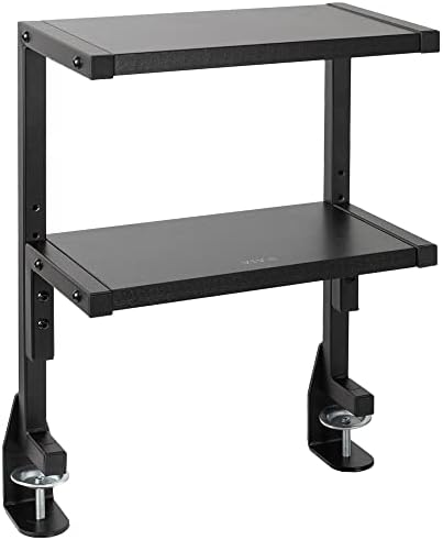 VIVO Black Clamp-on 13 inch 2-Tier Desk Shelf, STAND-SHELF2C