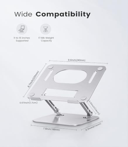 Orlian Adjustable Aluminum Laptop Stand for Desk, Laptop Riser for 11-16"