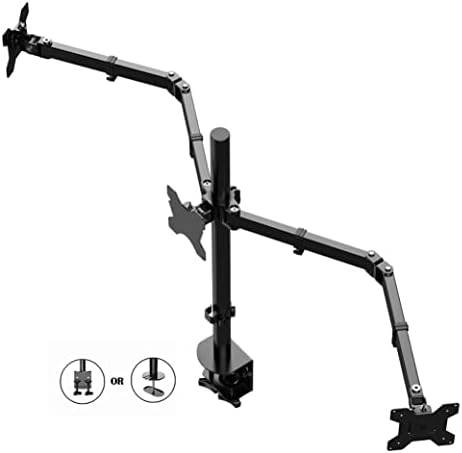 Rocelco Premium Triple Monitor Desk Mount - Standard Pattern Fits 13" - 27" LED LCD Flat Computer Screen - Three Articulated Full Motion Adjustable Arms - Grommet and C Clamp - Black (R DM3)