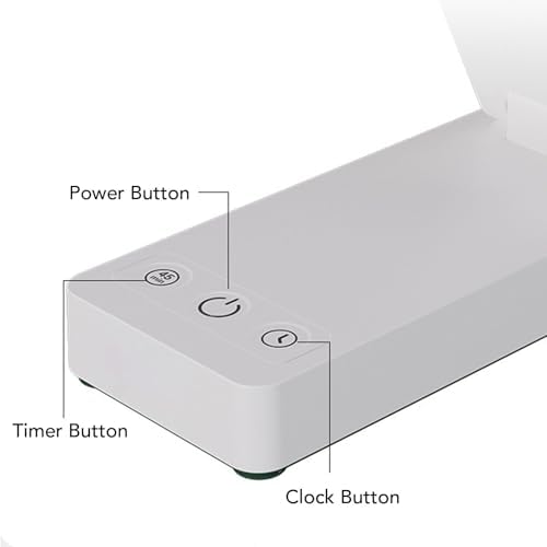 LED Desk Lamp with Clamp, Foldable Eye Care Light with Clock Thermometer