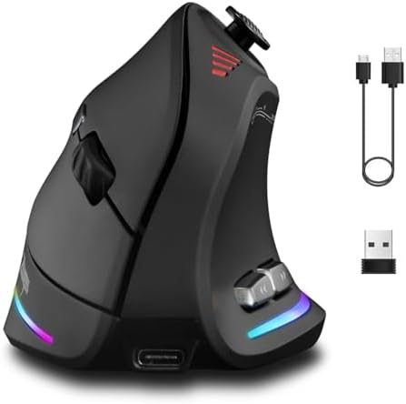 Zeerkeer Ergonomic Vertical Mouse with 5D Rocker, 24000 DPI/12 Programmable Button, Wireless Gaming Mouse
