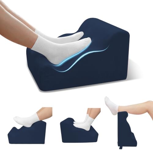 Foot Rest Ergonomic Pillow for Under Desk at Work & Handle Navy