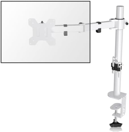 Suptek Single Monitor Arm Desk Mount Fully Adjustable Monitor Stand for 1 / One Screen up to 13" to 32" Extra Tall 15.75 inch Pole,VESA 75x75mm or 100x100mm,White (MD9421W)