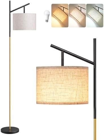 EDISHINE Black Gold Modern Floor Lamps for Living Room, Arc Standing Lamp