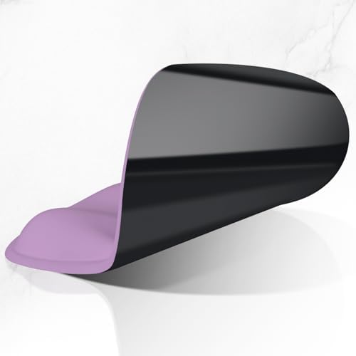 ITNRSIIET Ergonomic Mouse Pad with Wider Memory Foam Wrist Rest +17%, Curved Cushion Reduces Pressure 20%, Pain Relief, Non-Slip, Smooth, Cute Color Desk Accessory, 9.9 x 9 inch, Lavender Purple