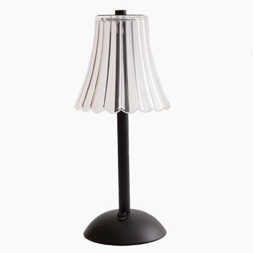 HEQET Cordless Table Lamps for Home,Table,Dining Room, Gold Rechargeable Lamps, USB Charge 12'' Tall LED Brass Portable Outdoor Indoor Table Lamp with Built-in Dimmer (Black-White)