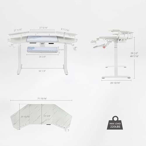 EUREKA ERGONOMIC Gaming Desk, 72" Electric Standing Desk, Dual Motor