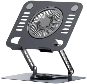 Laptop Stand Holder for Desk with 360° Rotating Base & Cooler