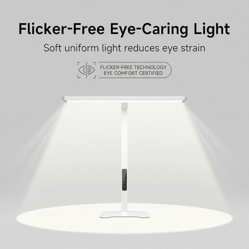 24W LED Desk Lamp with Heavy Base, Bright Table Light for Home Office, Eye-Caring Architect Task Lamp, 5 Brightness Levels, Flexible Gooseneck Workbench Reading Light