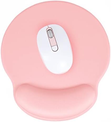 Hsurbtra Ergonomic Mouse Pad with Wrist Rest Support, Gel Mouse Pads with Non-Slip PU Base, Pain Relief Memory Foam Computer Mat, Cute Office Supplies Desk Decro Accessories, Pink