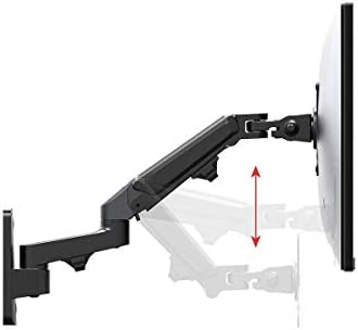 Monoprice Full Motion Wall Mount - for Monitors Up to 27 Inch, Adjustable Gas Spring, 2-Segment, Supports Max Weight 15.4 Pounds, Black - Workstream Collection