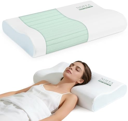 Cervical Neck Pillow for Neck Pain Relief, Neck Support Pillows, Contour Memory Foam Pillow, Orthopedic Pillow for Side Back Stomach Sleeper, Cooling Removable Pillowcase, Medium Soft