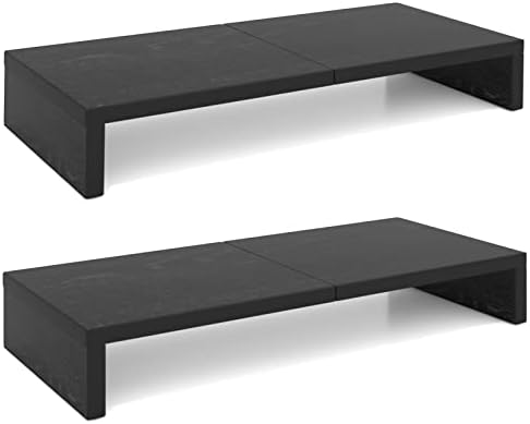 TEAMIX 2-Pack Monitor Stand Riser 20 inch, Wood Desk Computer Shelf, Black