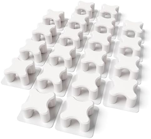 Magnetic Cable Organizer – Desktop Multipurpose Cord Keeper & Cable Management Clip for Home & Office (White Cross 20Pcs)