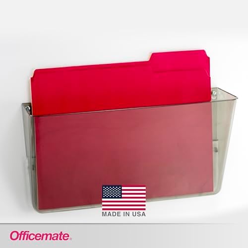 Officemate Letter-Size Wall File, Single, Smoke Wall-Mountable Plastic Document Organizer for Folders, Forms and Mail, 13 x 4.13 x 7-Inch