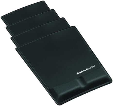 Fellowes Mouse Pad/Wrist Support with Mircoban Protection, Black (9181201) (Pack of 4)