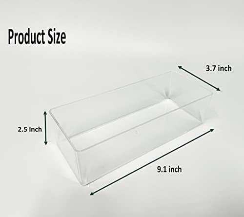 Stackable Clear Drawer Organizers Small Makeup Vanity Storage Bins Trays and Office Desk Drawer Dividers Single Compartment 2 Pack
