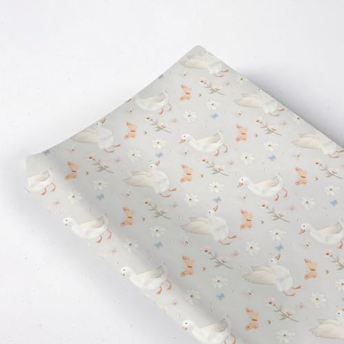 Cute Ducks Butterflies Flowers Floral Leaves Pattern Baby Changing Pad Cover, Unisex Duck Nursery Diaper Changing Table Pad Mat Sheet for Boys Girls-16x32