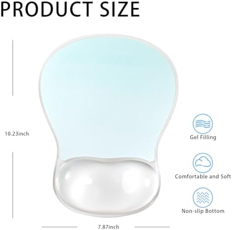 Green Gel Mouse Pad with Wrist Rest Support, Clear Ergonomic Mousepad