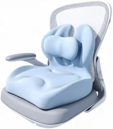 Adjustable Memory Foam Lumbar Cushion - Ergonomic Lower Back Support Pillow with Cotton Cover, Mid-Height Customizable Design for Office Chair, Car Seat, Long Sitting (Blue, Large)