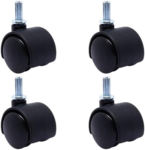 Plastic Caster Wheels 1 Inch, M6 Straight-Grained Rod Swivel Casters Set of 4, Black Nylon Replacement Casters Wheels for Furniture Table Cabinet Office Chair