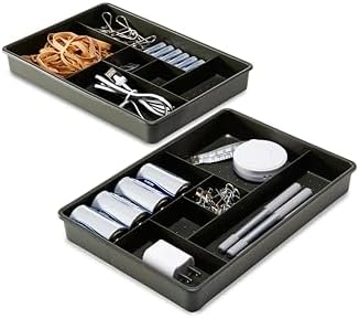 madesmart Set of 2 Plastic 6-Compartment Drawer Organizer Gadget Trays, Multipurpose Storage Bins for Drawers, Granite, 10.75 x 7.5 x 2.6 inches (Pack of 6)