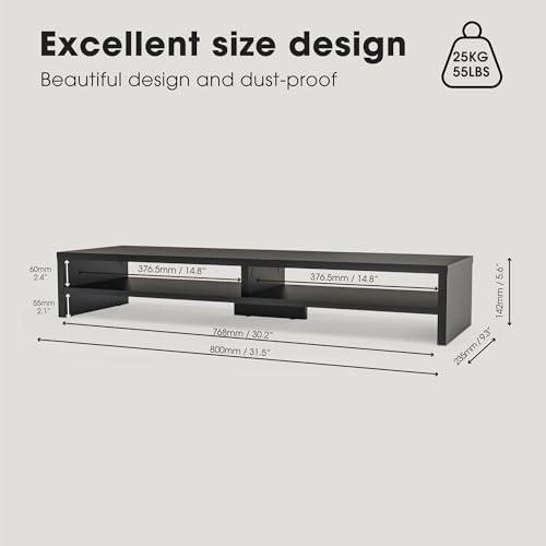 Fenge 31.5 Inch Dual Monitor Stand Riser for Desk, Black