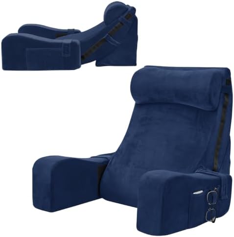 Sasttie 15-25 inch Adjustable Reading Pillow with Armrests, Navy