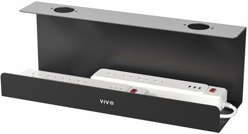 VIVO Black 17 inch Extra Deep Cable Management Tray, DESK-AC16-1C