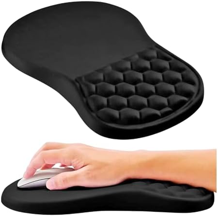 Ergonomic Mouse Pad with Wrist Support, Memory Foam Wrist Rest for Carpal Tunnel & Wrist Pain Relief, Non-Slip Rubber Base, Comfortable Gaming Mousepad for Computer, Laptop, Office & Home
